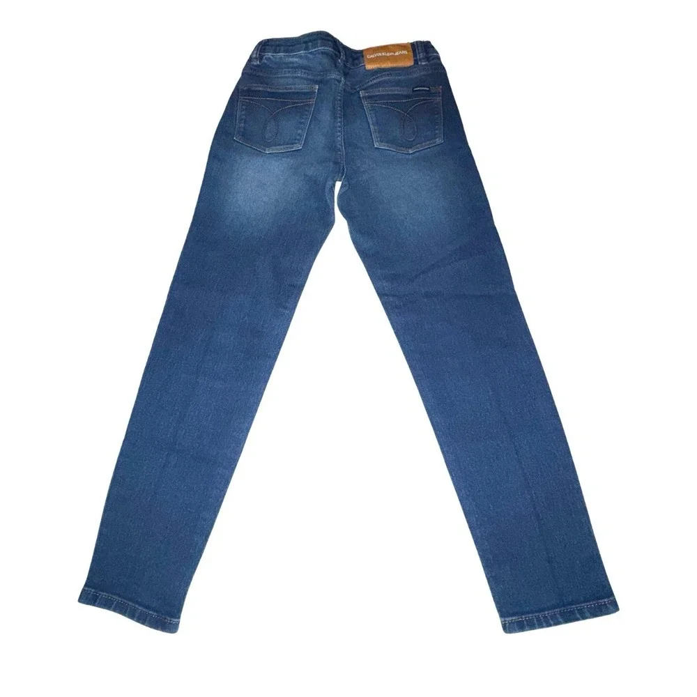 Calvin Klein Girls Size 14 Mid Rise Skinny Blue Denim Jeans Stretch